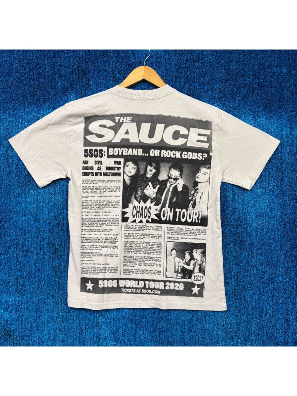 5 Seconds Of Summer Sauce Tour Beige T-Shirt Size Small